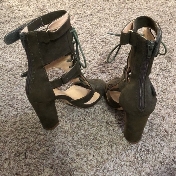 Forest Green Lace- Up Strappy Booties - Picture 5 of 7